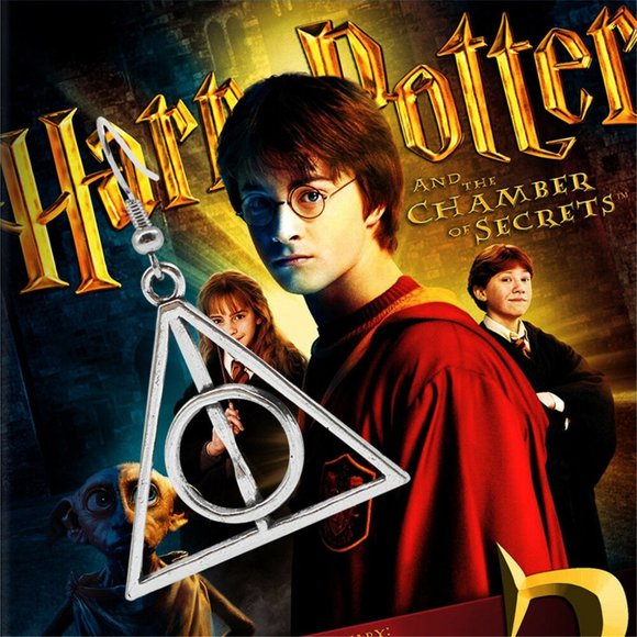 NWOT Silver Deathly Hallows Harry Potter Earrings - Picture 2 of 8